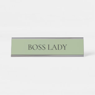 Porte-nom Pour Bureau Dame patronne vert sauge minimaliste