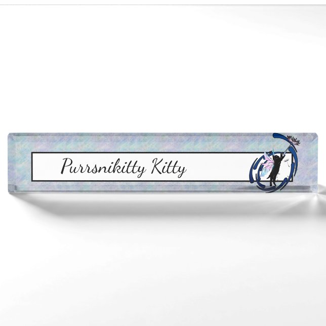 Porte-nom Pour Bureau Dandelion de chat cosmique (Devant)