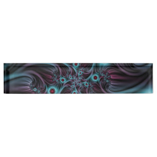 Porte-nom Pour Bureau Dans la profondeur Bleu rose Abstrait Fractal Art