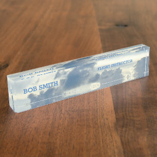 PORTE-NOM POUR BUREAU "DANS LES NUAGES" BUREAU ACRYLIQUE PERSONNALISABLE