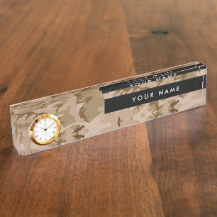 Porte-nom Pour Bureau Déguisement Désert, Camouflage Marron, Militaire,