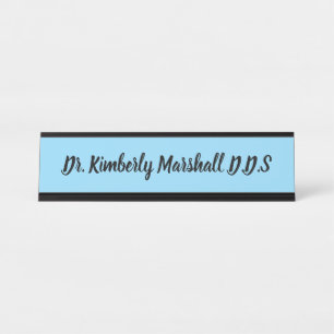 Porte-nom Pour Bureau Dentiste Script Bleu