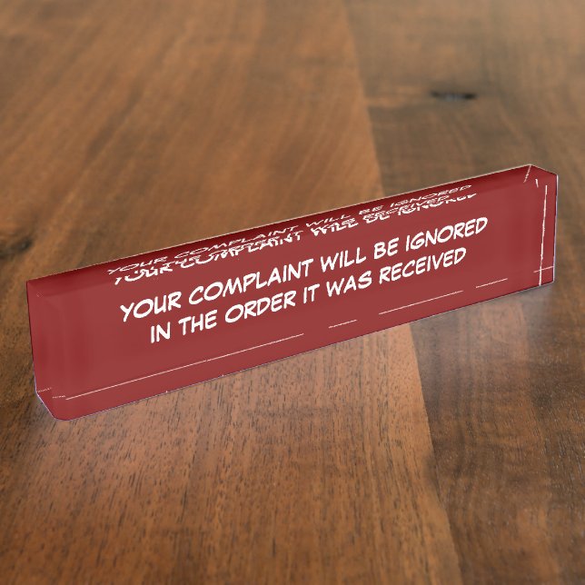 Porte-nom Pour Bureau Département de plainte drôle de bureau (Taille)