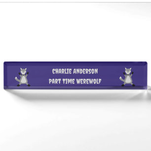 Porte-nom Pour Bureau Déplaisant mignon Wolf Halloween personnalisé