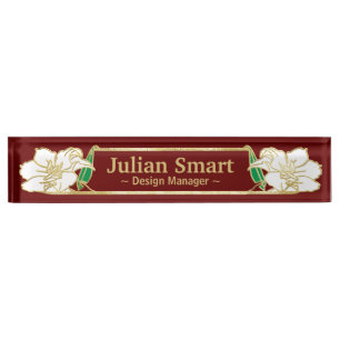 Porte-nom Pour Bureau Design or Floral avec cadre Desk Name Plate