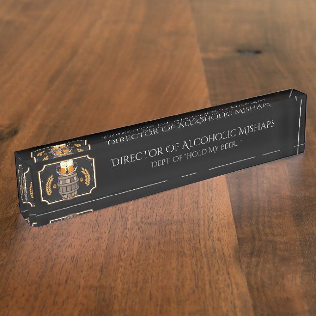 Porte-nom Pour Bureau Directeur De L'Humour Alcoholic Mishaps (Taille)