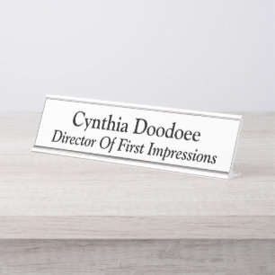 Porte-nom Pour Bureau Directeur De Premières Impressions Blanc