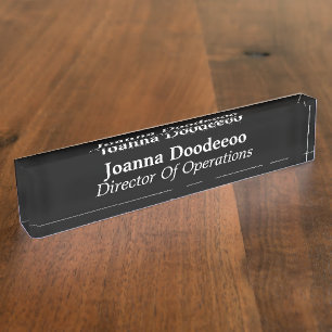 Porte-nom Pour Bureau Directeur Des Opérations Acrylique Noir