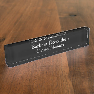 Porte-nom Pour Bureau Directeur général Acrylique noire