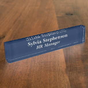 Porte-nom Pour Bureau Directeur RH Acrylique Bleu