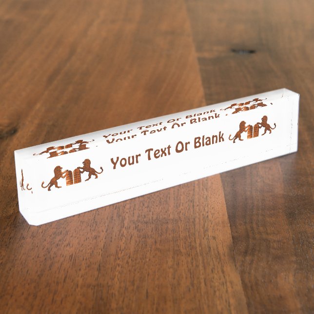 Porte-nom Pour Bureau Dix commandements et lions (Taille)