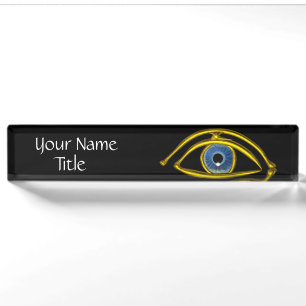 Porte-nom Pour Bureau Docteur d'OEIL BLEU, symbole ophtalmique