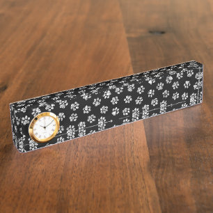 Porte-nom Pour Bureau Doodle Paws, pattes de chien, pattes blanches