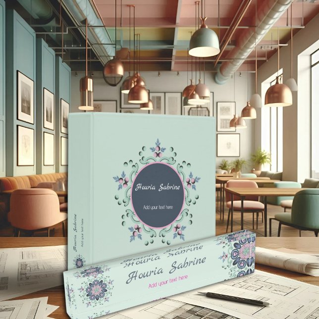 Porte-nom Pour Bureau Doodles de mandala modernes turquoise et rose (Créateur téléchargé)