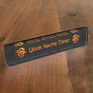 PORTE-NOM POUR BUREAU DRAGON ARDENT