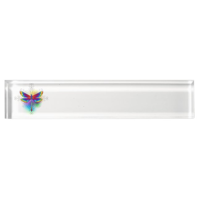 Porte-nom Pour Bureau Dragonfly en arc-en-ciel (Devant)