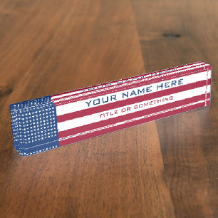 Porte-nom Pour Bureau Drapeau américain