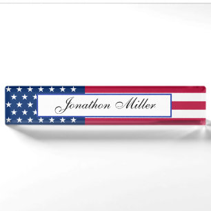 Porte-nom Pour Bureau Drapeau américain Patriotic Stars & Stripes