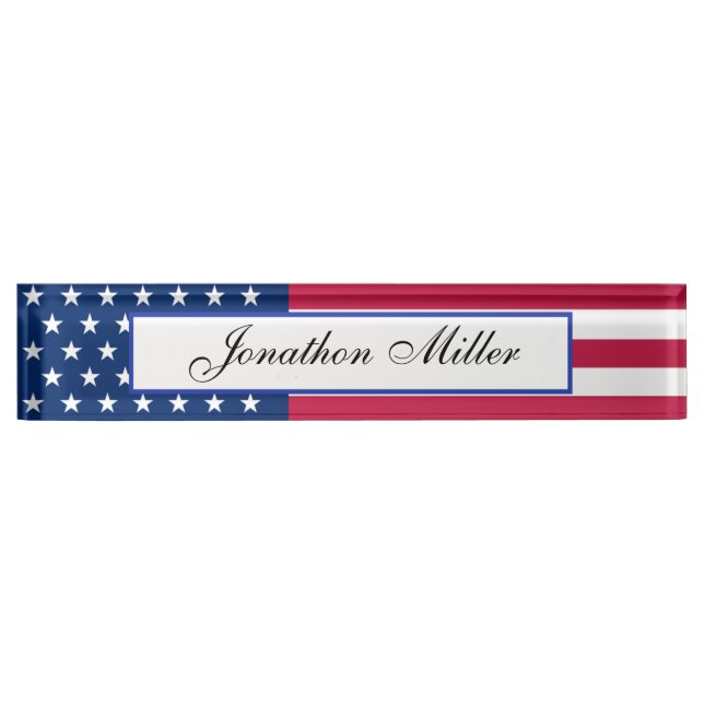 Porte-nom Pour Bureau Drapeau américain Patriotic Stars & Stripes (Devant)