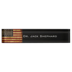 Porte-nom Pour Bureau Drapeau américain patriotique grunge vintage des