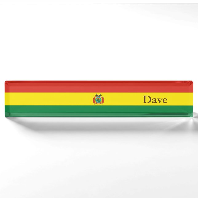 Porte-nom Pour Bureau Drapeau de Bolivie patriotique (Devant)