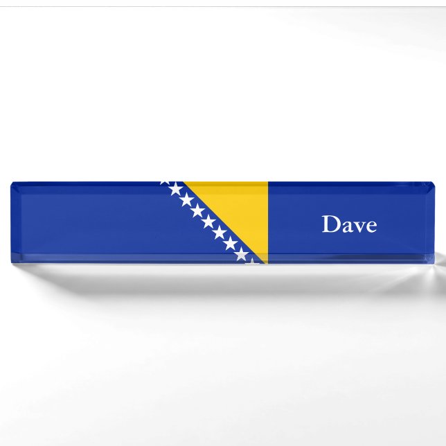 Porte-nom Pour Bureau Drapeau de Bosnie-Herzégovine patriotique (Devant)