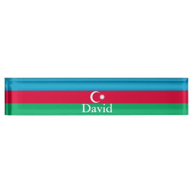 Porte-nom Pour Bureau Drapeau de l'Azerbaïdjan patriotique (Devant)