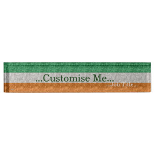 Porte-nom Pour Bureau Drapeau de l'Irlande - froissé