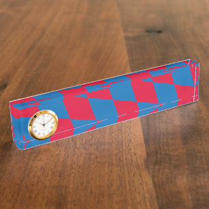Porte-nom Pour Bureau Drapeau diamant Bavière bleu et rouge