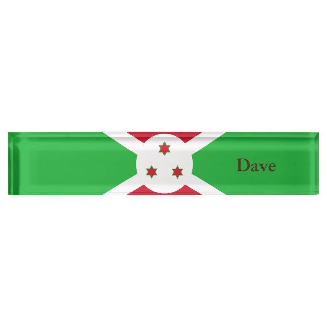 Porte-nom Pour Bureau Drapeau du Burundi patriotique (Devant)