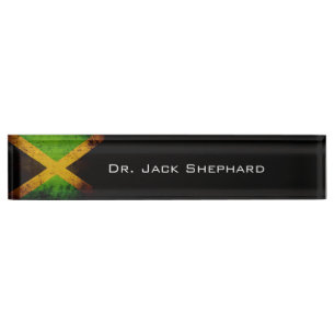 Porte-nom Pour Bureau Drapeau grunge noir de la Jamaïque