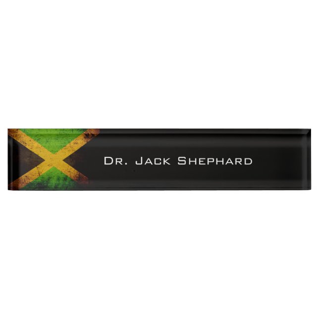 Porte-nom Pour Bureau Drapeau grunge noir de la Jamaïque (Devant)
