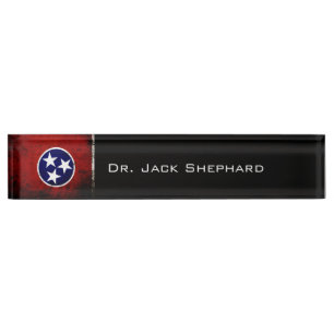Porte-nom Pour Bureau Drapeau grunge noir d'état du Tennessee