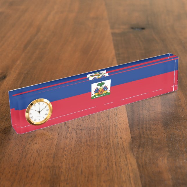 Porte-nom Pour Bureau Drapeau Haïti (Taille)
