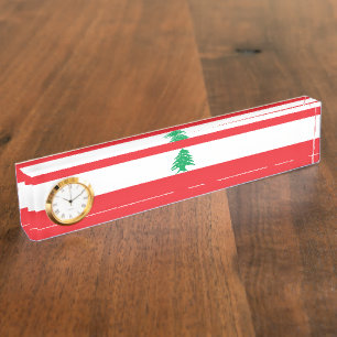 Porte-nom Pour Bureau Drapeau libanais