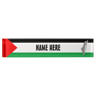 Porte-nom Pour Bureau Drapeau palestinien et carte avec Motif Keffiyeg