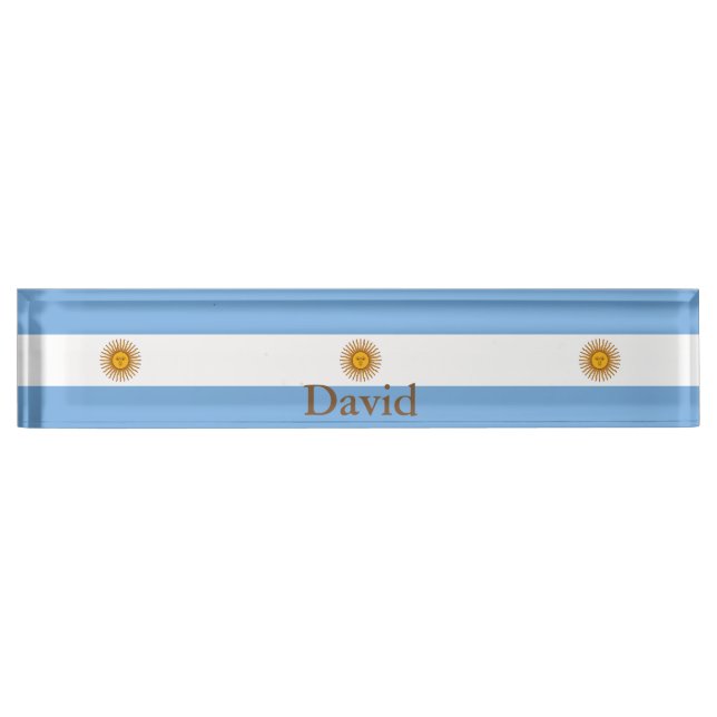 Porte-nom Pour Bureau Drapeau patriotique argentin Nom Plaque (Devant)