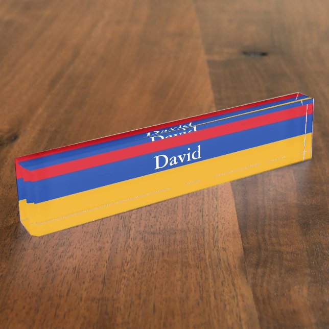 Porte-nom Pour Bureau Drapeau patriotique arménien Bureau Nom Plaque (Taille)