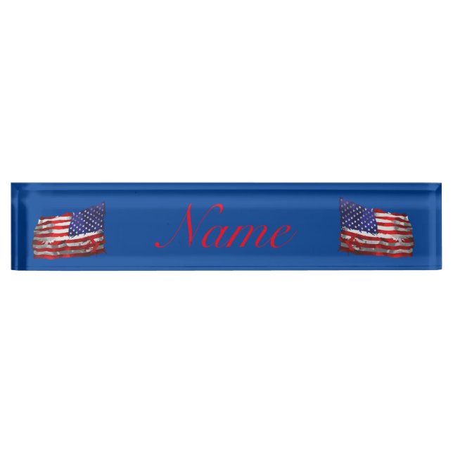Porte-nom Pour Bureau Drapeau vintage américain Thunder_Cove (Devant)
