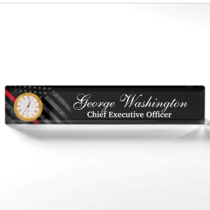Porte-nom Pour Bureau Drapeau Vintage de la ligne rouge