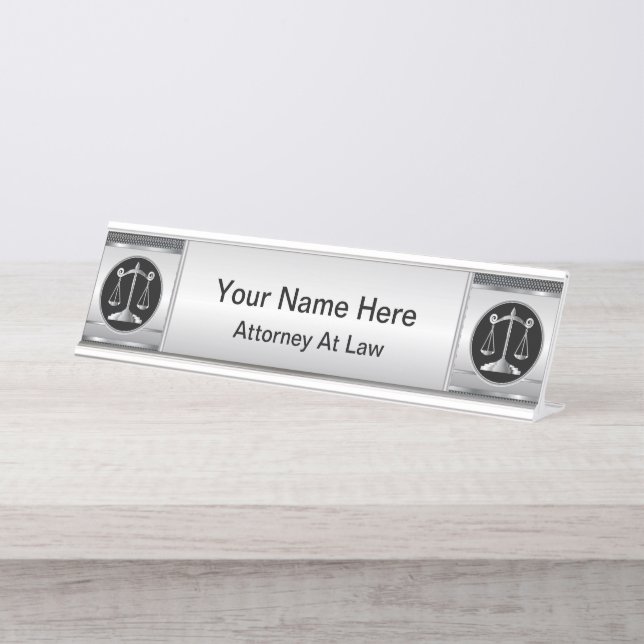 Porte-nom Pour Bureau Droit | Scales de justice | Avocat (Devant)