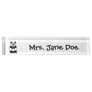 Porte-nom Pour Bureau Drôle Pandamonium Panda Cartoon, Mignonne Pun Stre