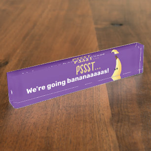 Porte-nom Pour Bureau Drôles de faveurs de fête à la banane rétro avec j