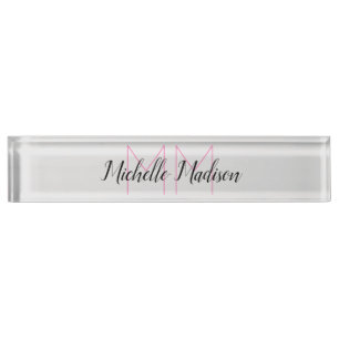 Porte-nom Pour Bureau Écriture manuscrite moderne monographie Nom Initia