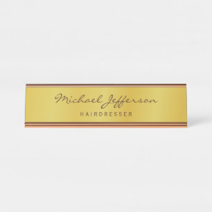 Porte-nom Pour Bureau Écriture manuscrite professionnelle de couleur or