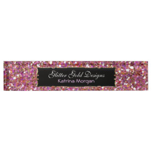 Porte-nom Pour Bureau Élégance rose parties scintillant