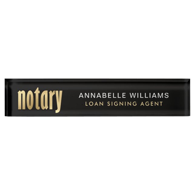 Porte-nom Pour Bureau Élégant Agent de prêt Notaire Or  (Devant)