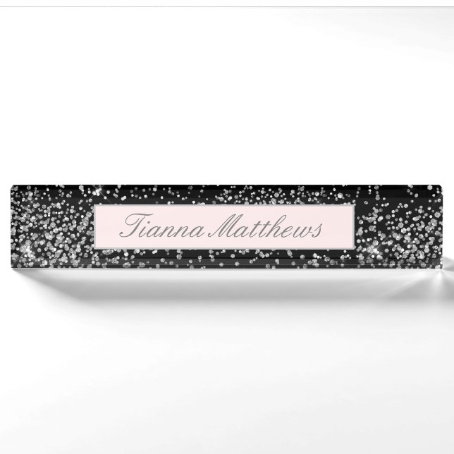 Porte-nom Pour Bureau Elégant Bijoux Diamond Scatter Design étincelant  (Devant)