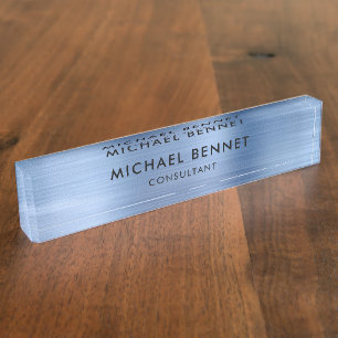Porte-nom Pour Bureau Élégant Bleu Métallisé Affaires Professionnelles