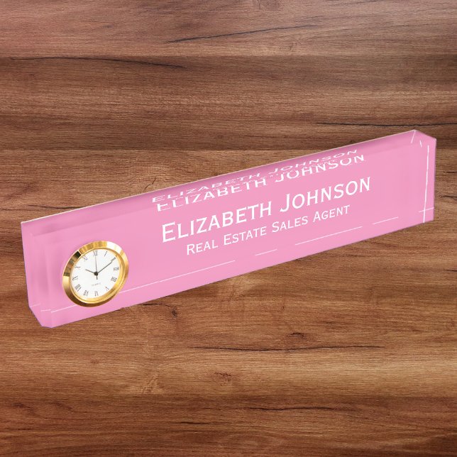 Porte-nom Pour Bureau Élégant bureau professionnel moderne rose (Elegant Modern Professional Pink Business Office Desk Name Plate)